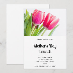 Rosa tulpaner med gröna blad Foto Mors dag Inbjudningar