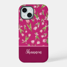 Rosa tulpaner med slingor iPhone-fodral