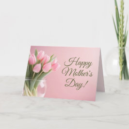 Rosa tulpaner Mors dag Helgkort