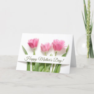 Rosa tulpaner Mors dag Helgkort