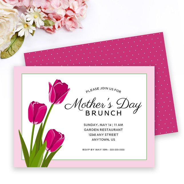 Rosa tulpaner | Morsdagsbrunch Inbjudningar (Skapare uppladdad)