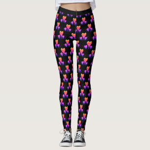 Rosa tulpaner på svart bakgrund Anpassade täta Leggings