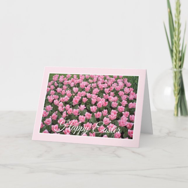 Rosa tulpaner påskkort kort (Framsida)