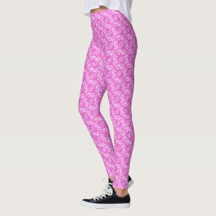 Rosa tulpaner vridna damasklöv mönsterleggings leggings