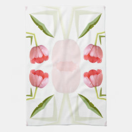 Rosa tulpanKaleidoscopemönster Kökshandduk