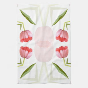Rosa tulpanKaleidoscopemönster Kökshandduk