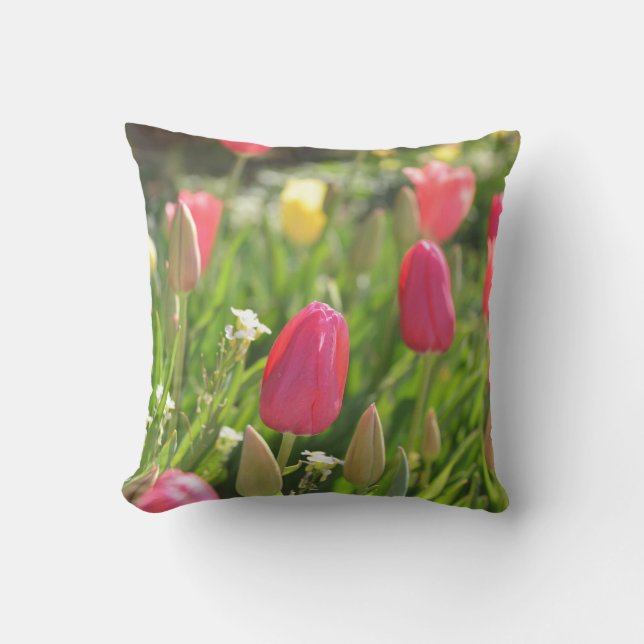 rosa tulpanthrowpillow kudde (Framsida)