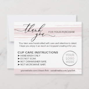 Rosa Tumbler Kopp Mugg handledning för handhavande Tack Kort