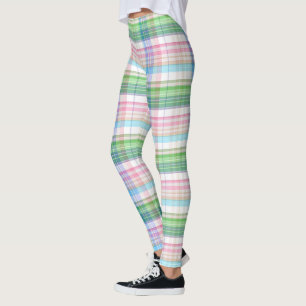Rosa Turcoise Blue Lime Green Play Tartan Check Leggings