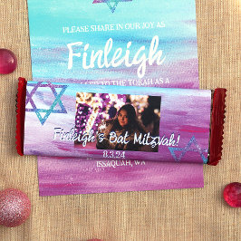 Rosa Turcos Bat mitzvah Wrapper för Candy Pub Flygblad