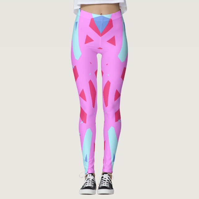 Rosa Turcos Blue Bold Geometric Gym Yoga Leggings (Framsida)