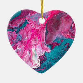 Rosa Turcos Marble Pour Painting Paint Art Julgransprydnad Keramik