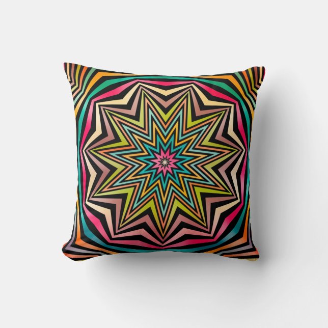 Rosa Turcos Orange Abstrakt Stars Geometric Kudde (Framsida)
