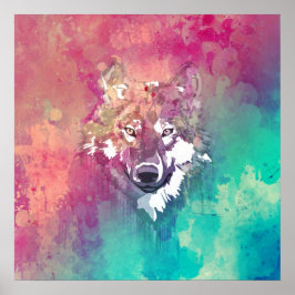 Rosa Turcos Watercolor Artistic Abstrakt Varg Poster