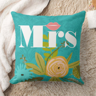 Rosa Turcouise Chartreuse Damask Wedding Kudde