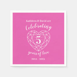 Rosa Turimaline-årsdagen 5 år för kärlek napkin Pappersservett
