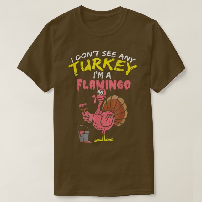 Rosa Turkey Flamingo Funny Thanksgiving Animal Lov T Shirt (Design framsida)