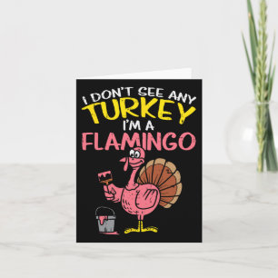 Rosa Turkiet Flamingo Roligt Thanksgiving Animal L Kort