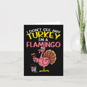 Rosa Turkiet Flamingo Roligt Thanksgiving Animal L Kort