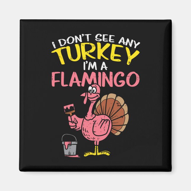 Rosa Turkiet Flamingo Roligt Thanksgiving Animal L Magnet (Framsidan)