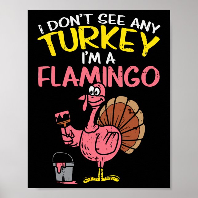 Rosa Turkiet Flamingo Roligt Thanksgiving Animal L Poster (Framsidan)