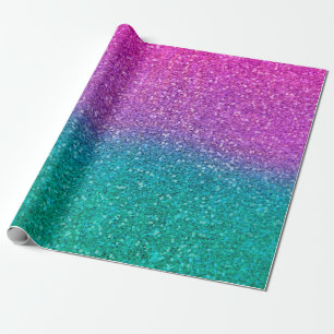 Rosa Turkos Aqua Blå & Lila Glittrande Glitter Presentpapper