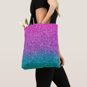 Rosa Turkos Aqua Blå & Lila Glittrande Glitter Tygkasse