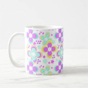 Rosa, turkos, blom- kaffemugg
