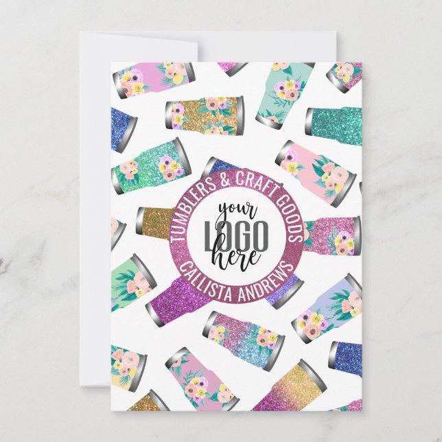 Rosa Turkos Blommig Glittertumbler Vårdinstruktion (Framsida)