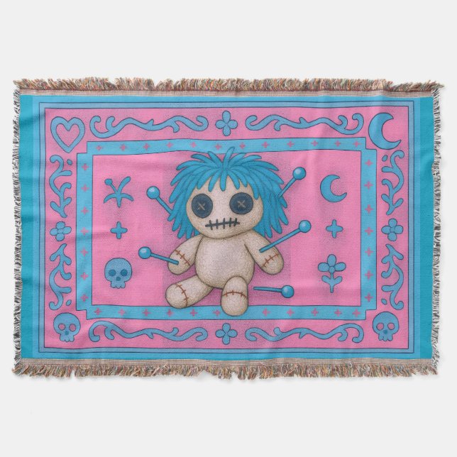 Rosa + turkos Blue Voodoo Doll Filt (Framsidan)