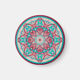 Rosa & turkos Boho-mandala Magnet