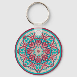 Rosa & Turkos Boho Mandala Nyckelring