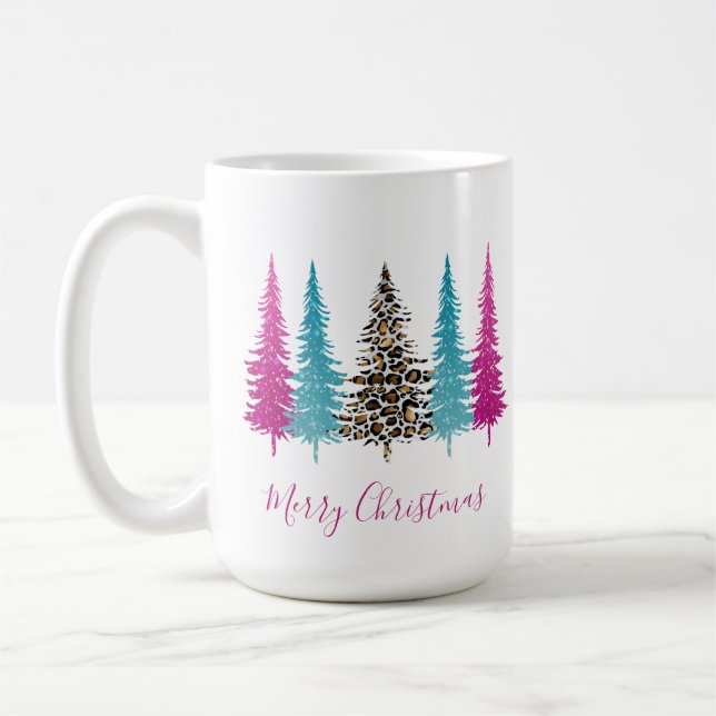 Rosa turkos glamourös jul kaffemugg (Vänster)