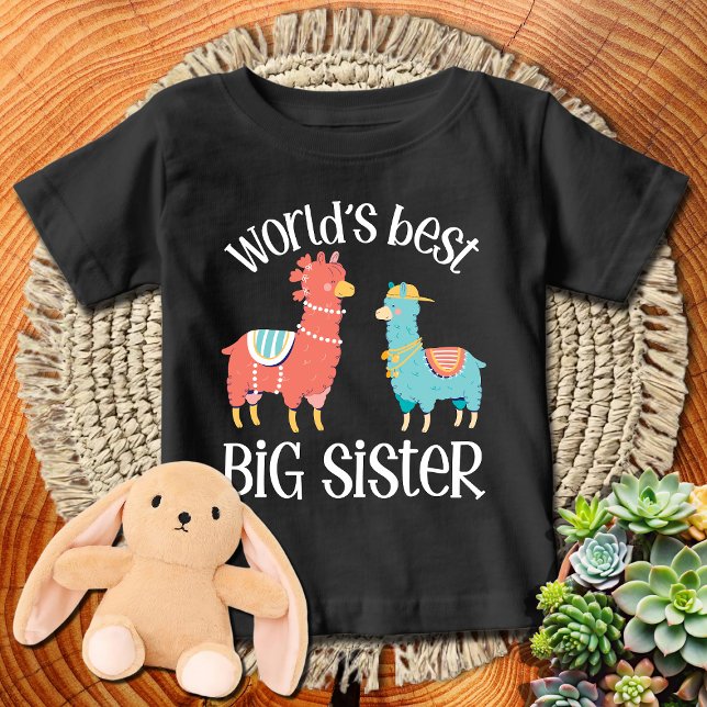 Rosa + Turkos Lama 🦙 Världens Bästa Storasystrar T Shirt (Skapare uppladdad)