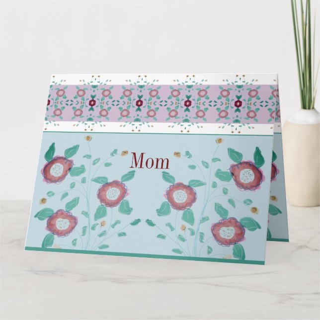 Rosa Turkos och lätt blått Kort (Framsida)