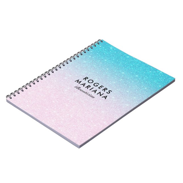 Rosa & Turkos Ombre Fals Glitter Anteckningsbok (Vänstra Sidan)