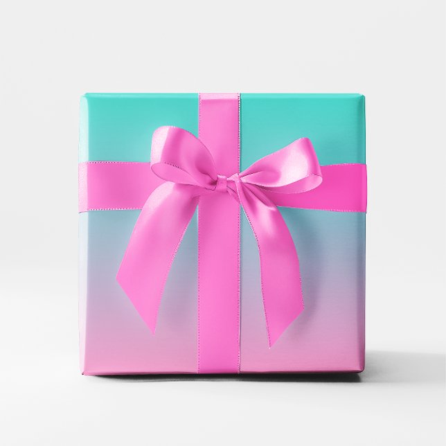 Rosa Turkos Ombre Presentpapper (Pink Turquoise Gradient Ombre Wrapping Paper)