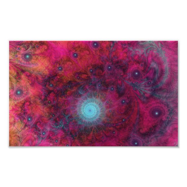 ROSA & TURKOS PSYKEDELISK FRAKTAL KONST FOTOTRYCK (Framsidan)