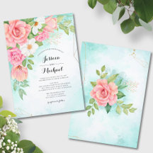 Rosa Turkvoise Ombre Blommigt Bouquet Ro Bröllop