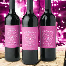 Rosa-turnéjubileum 5 år vin vinflaska etikett