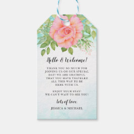 Rosa Turquise Ombre Blommigt Ro Bröllop Välkomsthä Presentetikett