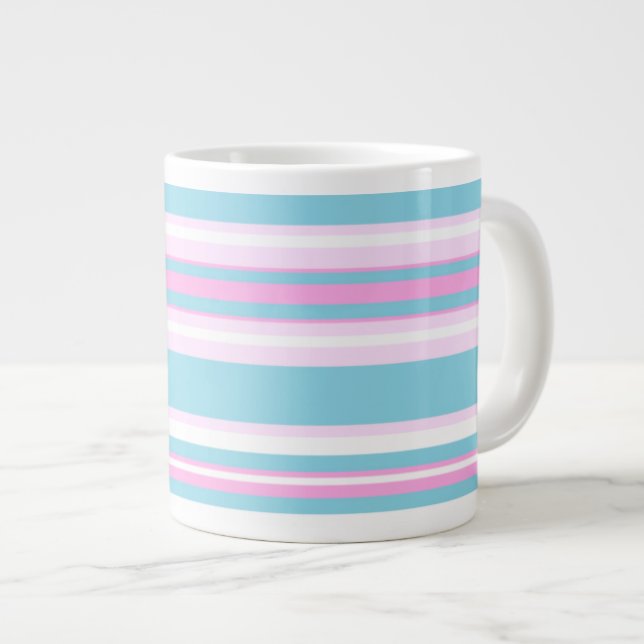 Rosa, Turquise, White Deckcourt Rand Jumbo Mugg (Framsida höger)
