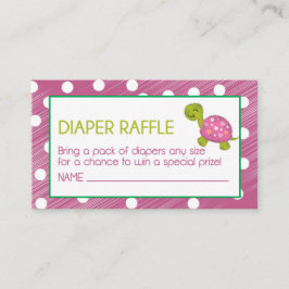 Rosa Turtle Diaper Raffle Biljett Tilläggskort