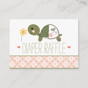 Rosa Turtle in Diaper Raffle Biljett Tilläggskort