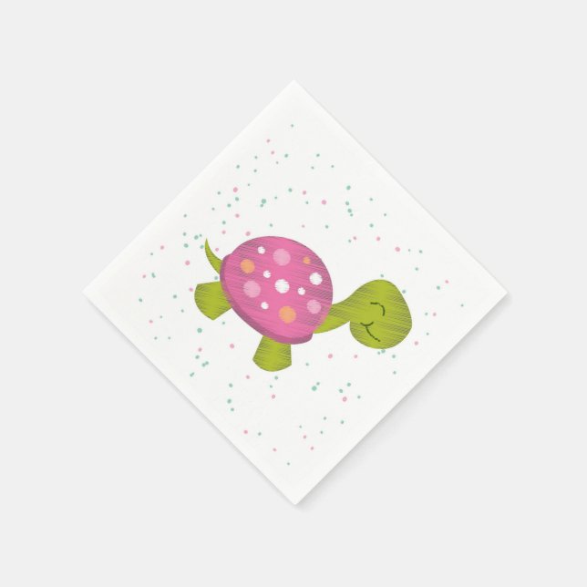 Rosa Turtle Party Napkin Pappersservett (Hörn)