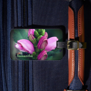 Rosa Turtlehead Flower Personlig Bagagebricka