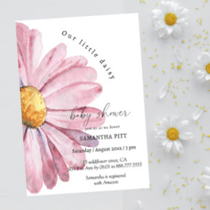 Rosa tusenskönavattenfärg Bebis i blom Invitation Inbjudningar