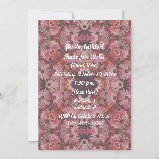 Rosa tusenskönor Blommig Konstfest Inbjudningar (Framsida)