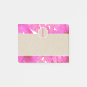 Rosa tusenskönor & Brun kraftpapper Rustik monogra Post-it Block