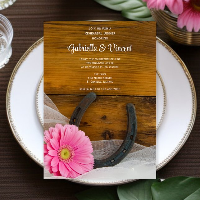 Rosa tusenskönor och hästsko western förövningsmid inbjudningar (Skapare uppladdad)